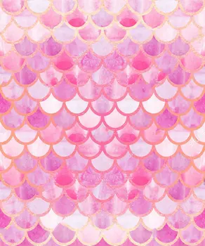 Чешуя русалки, Акварель, лето, Розовое золото, фоны из полиэстера или виниловой ткани, высококачественная компьютерная печать на фоне стены