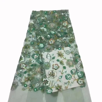 Новое многоцветное кружевное полотно, расшитое блестками, в Нигерии, высококачественные платья чонсам на заказ, дизайнерская ткань для подиума, 5 ярдов