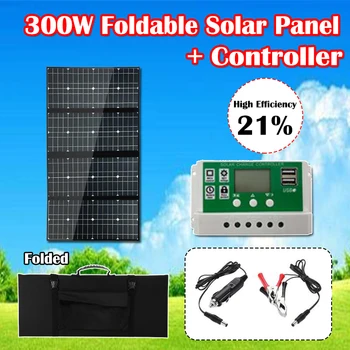 Складная Солнечная панель мощностью 300 Вт 12 В с контроллером, USB-зарядка, Солнечные элементы, Зарядное устройство для автомобильного телефона, Аварийный кемпинг на открытом воздухе