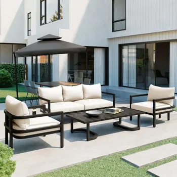 U_Style Комплект уличных стальных диванов для нескольких человек, водонепроницаемый, антикоррозийный и защищенный от ультрафиолета, подходит для садов и газонов