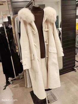 Женская мода 2022 года, винтажный двусторонний кашемировый плащ из натурального ягненка, пальто большого размера, женская одежда