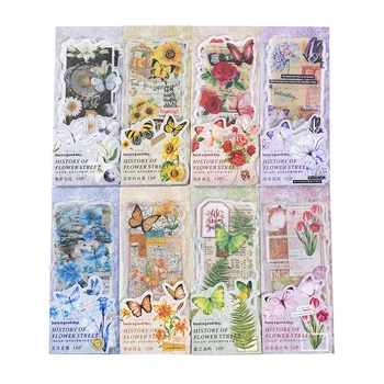 10 штук канцелярских наклеек Kawaii, цветов и бабочек, декоративных наклеек для скрапбукинга, наклеек для рукоделия, 8 стилей